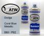 Preview: Dodge, Coral Blue Metallic, B80 / PB2: 400ml Sprühdose + 400ml Klarlack - Set, von ATW Autoteile West.